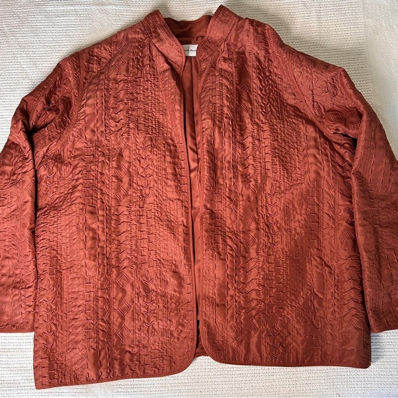 Alfred Dunner Jacket Women’s Size 18 Rust Coloured Embroidered lightweight - Picture 7 of 10